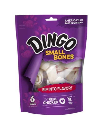 Dingo Meat in the Middle Rawhide Chew Bones - Small - 4" (6 Pack)
