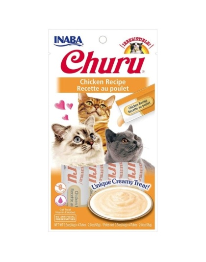 Inaba Churu Chicken Recipe Creamy Cat Treat - 4 count
