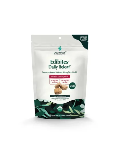 Pet Releaf Daily Edibites Cbd Medium/Large Dog 7.5oz. Blueberry Cranberry 6Mg